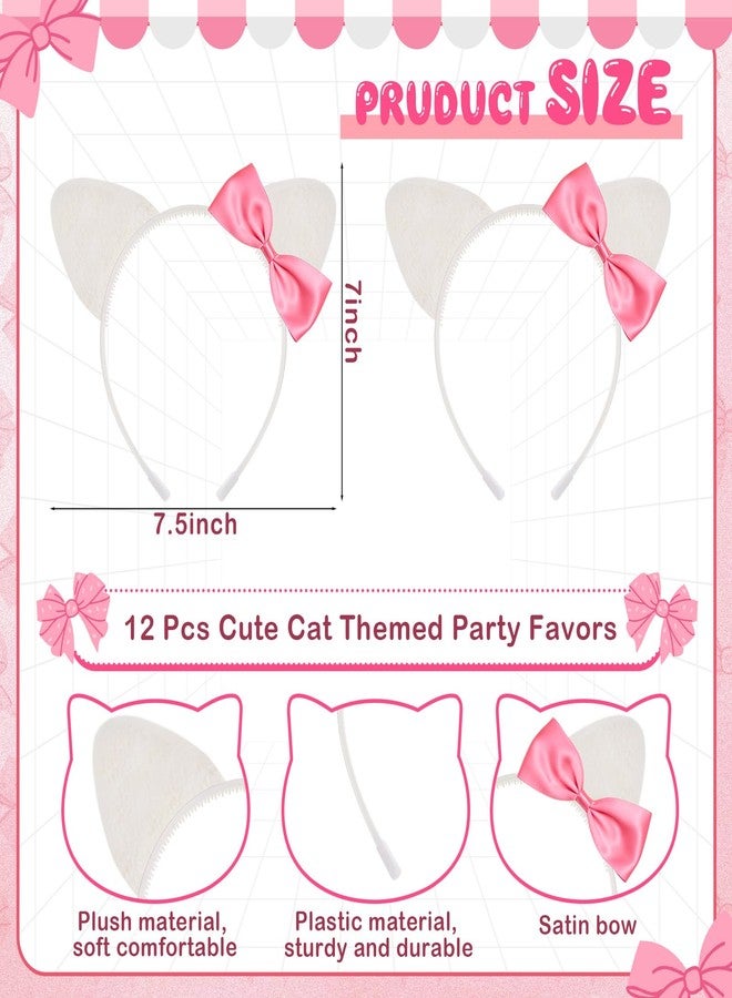 Knitgrip 12 Pcs Kitty Cat Ears Headbands Gift for Kitty Friends Birthday Party Favor Kitten Decoration(Pink,Classic) - Image 2